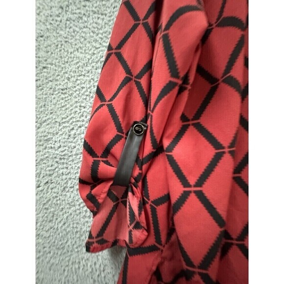 Signature Studio Shirt Womens L Red Black Colorful Relaxed Lightweight Top - Picture 9 of 11